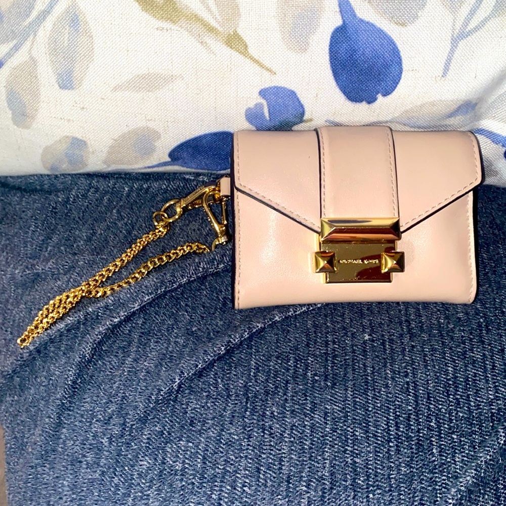 MK Medium leather chain card case